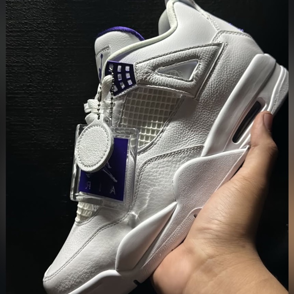 Jordan White and Purple Sneakers with Modern Design